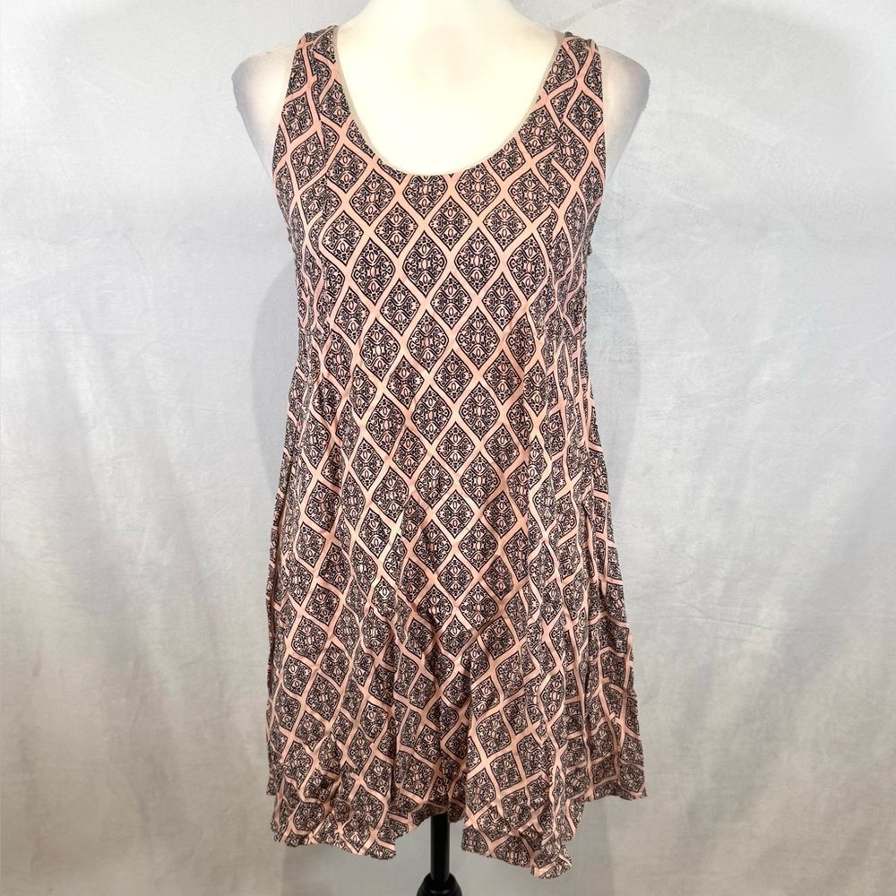 H&M pink and black print all over shift dress size 6
